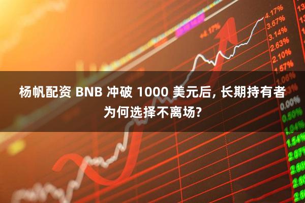 杨帆配资 BNB 冲破 1000 美元后, 长期持有者为何选择不离场?